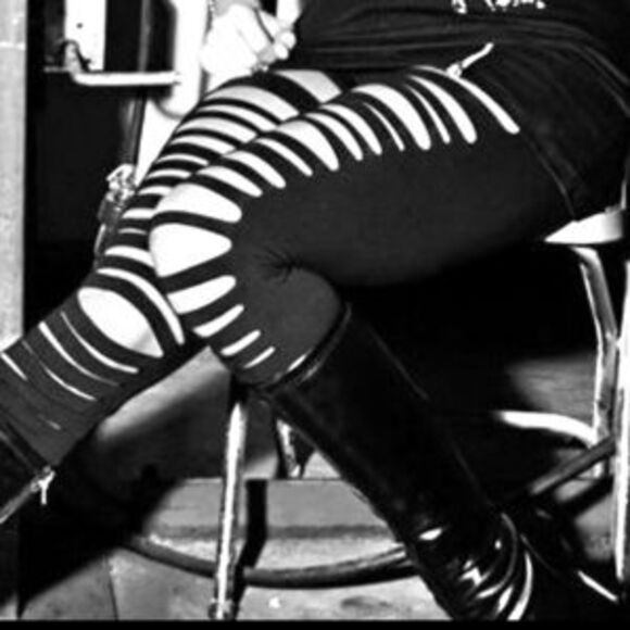 Goth industrial Cut up leggings - Picture 3 of 4